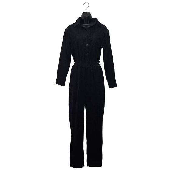 Lucy & Yak Jumpsuit Size XS Corduroy Long Sleeve Black Button Up Boho - Picture 1 of 7